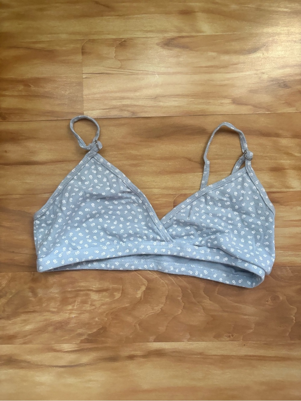 Brandy Melville Light Blue Floral Triangle Bralette